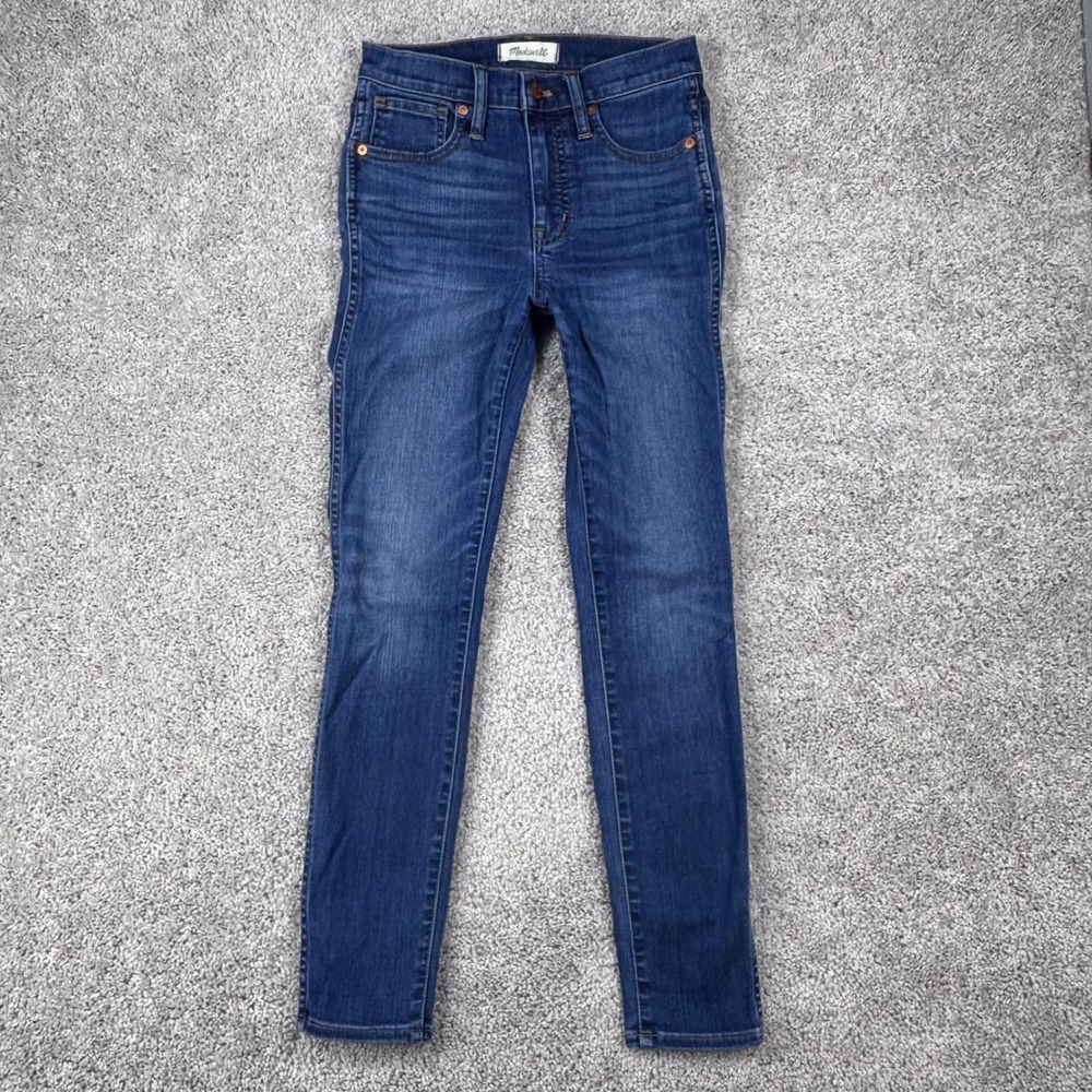 Madewell High Rise Skinny Jeans Dark Wash Blue Tencel Blend Size 25 28 Inseam